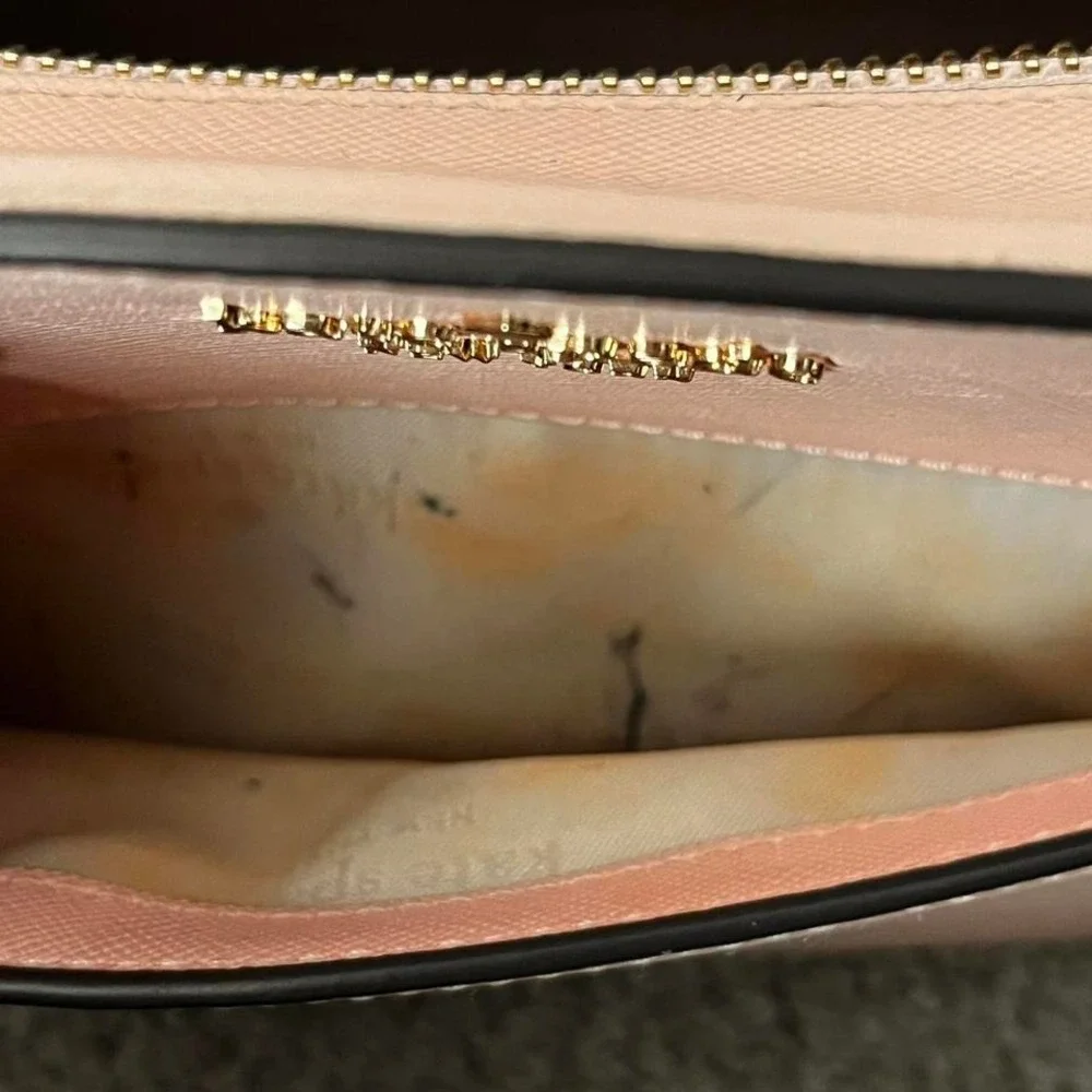 Kate Spade Blush Pink Saffiano Leather Satchel Crossbody Bag Gold Hardware Purse